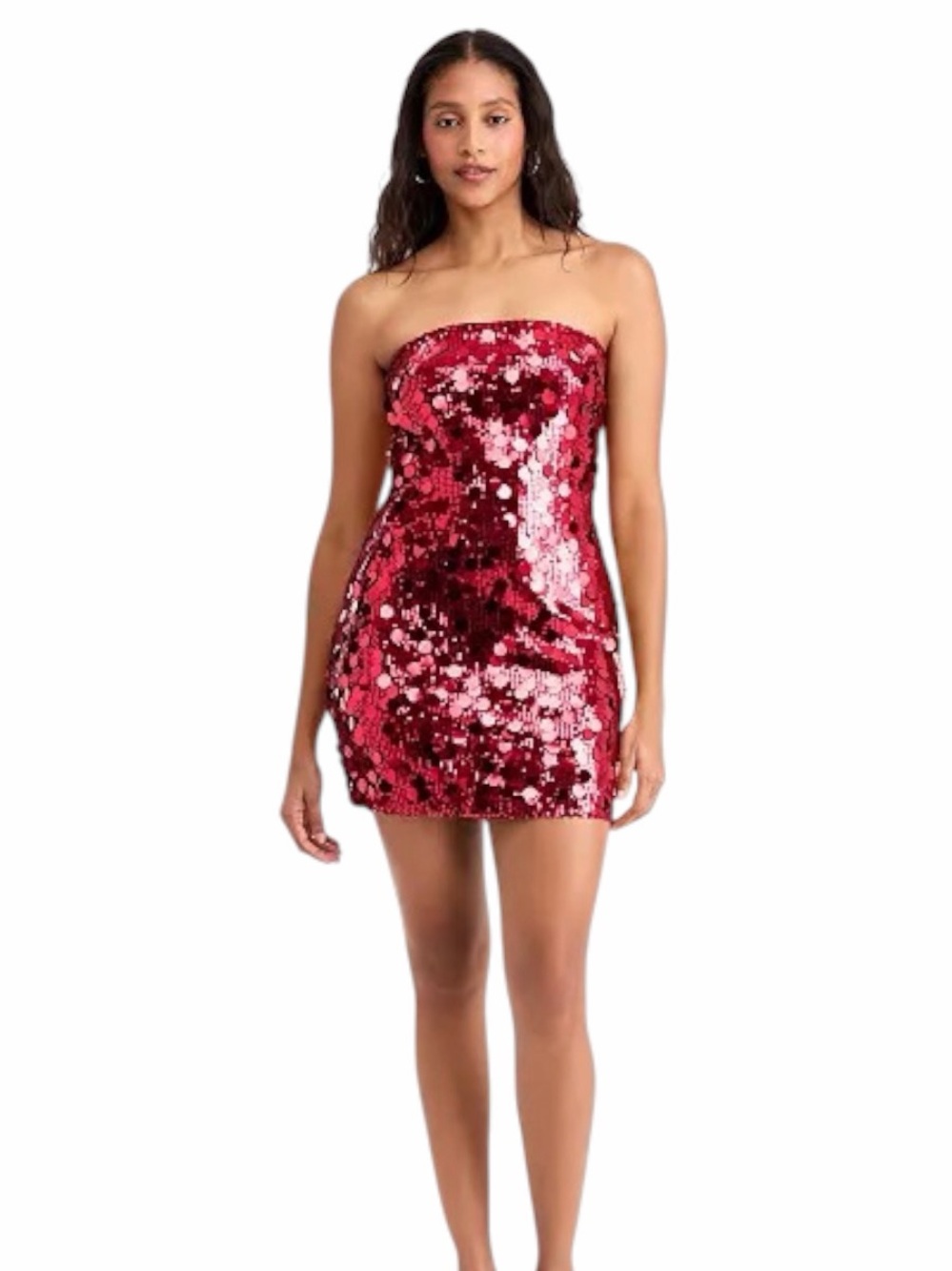 Bar III Women's Red Sequin & Paillette Strapless Mini Dress XXL